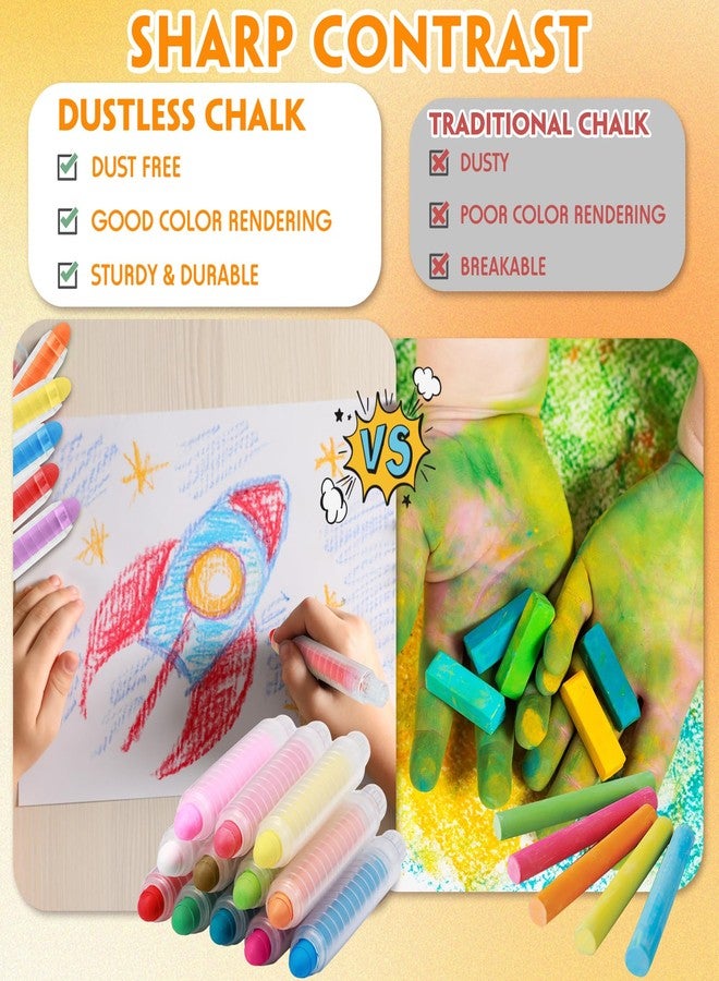Zhenbuco Dustless Chalk for Kids - 12 PCS Twistable Non-Toxic Washable Valentines Sidewalk Chalk with Holder | Unique Art Tool for Outdoor & Indoor Blackboard Fun | Packed in Plastic Box - Image 3